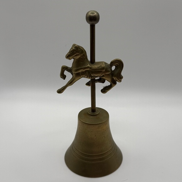 Vintage Brass Bell Carousel Horse 6” for Nursery - Picture 8 of 9